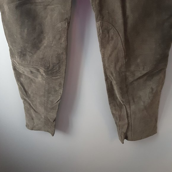 Vintage Khaki Suede Pants, High-Waisted Pleated. Size Small / 7 - Picture 5 of 13